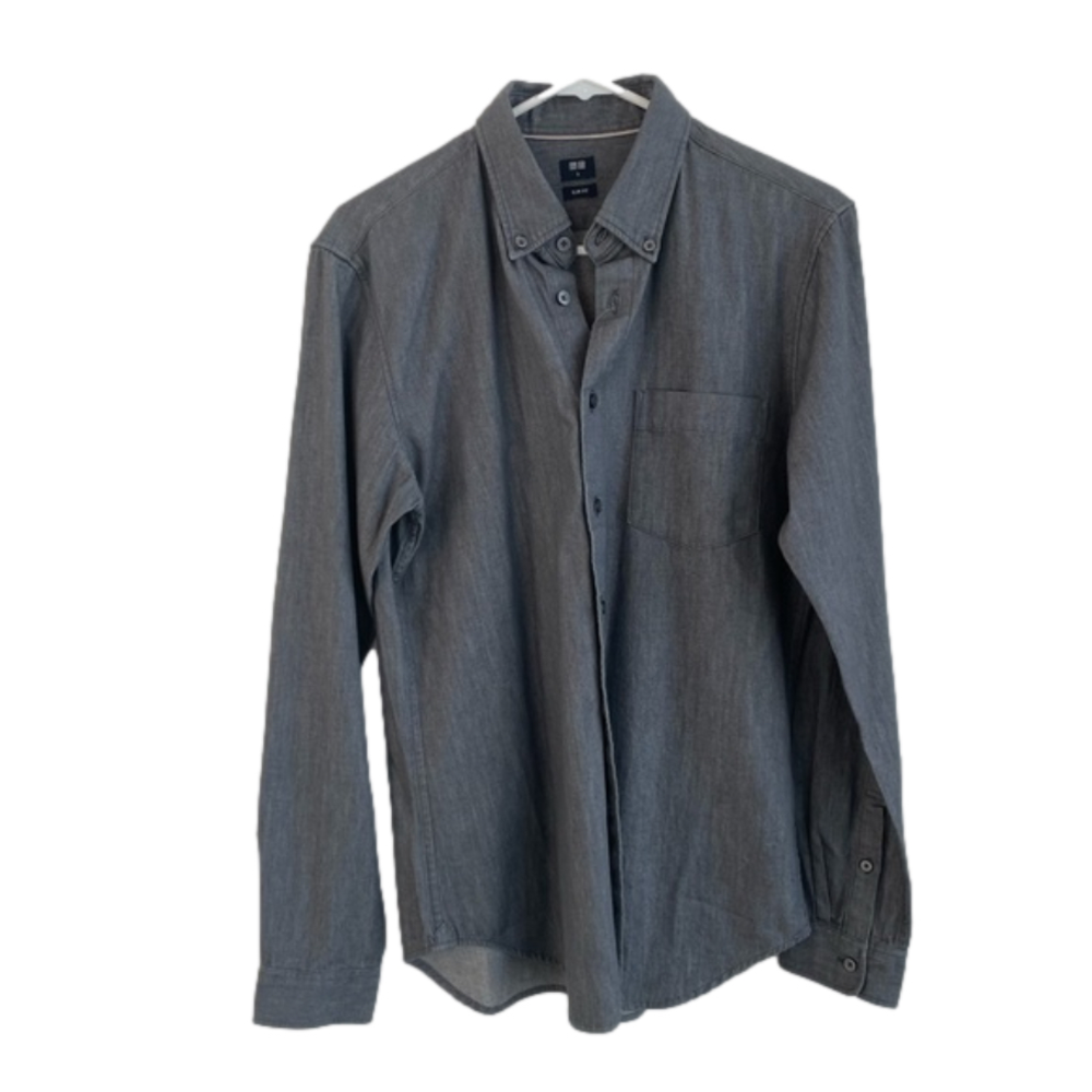 UNIQLO Denim Slim Fit Long Sleeve Grey Size Small - Picture 1 of 6